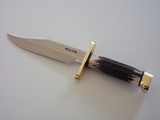 Randall Made Knives Model # 14-7/2" "ATTACK." CDT-Unique top concave cutting edge-Brass lugged guard-Stag-Crow's Beak brass butt c - 8 of 11