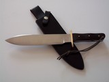 Rare Moran-Warner Rio Grande Camp Knife Seki Japan 1990 Blackjack Rosewwod Slabs handle Brass Oblong Double Guard-A beauty! - 1 of 12