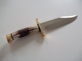Randall Model # 14 "ATTACK" # 2- Brass Lugged Guard stag Crow's Beak Brass Butt Cap-Rare top sharpened Bowie-type cutting Edge-A Beauty! - 9 of 12