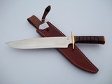 JEAN TANAZACQ ULTIMATE WARRIOR'S BLADE/ PROTOTYPE FIGHTING MODEL-LEATHER WASHERS HANDLE BRASS FITTING- A MIGHTY KNIFE - 1 of 10