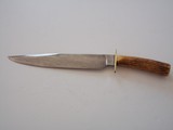 Bill Bagwell Damascus Combat Bowie De Funiak Springs, Florida 1983 Rare Master Smith (MS) stamped blade-INdia Sambar Stag antler Handle - 11 of 11