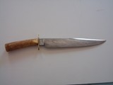 Bill Bagwell Damascus Combat Bowie De Funiak Springs, Florida 1983 Rare Master Smith (MS) stamped blade-INdia Sambar Stag antler Handle - 1 of 11