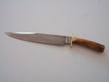 Bill Bagwell Damascus Combat Bowie De Funiak Springs, Florida 1983 Rare Master Smith (MS) stamped blade-INdia Sambar Stag antler Handle - 3 of 11