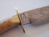 Bill Bagwell Damascus Combat Bowie De Funiak Springs, Florida 1983 Rare Master Smith (MS) stamped blade-INdia Sambar Stag antler Handle - 9 of 11