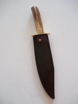 Bill Bagwell Combat Composite Damascus Bowie INdia sambar Stag antler handle A Rarity in Today's Marketplace - 9 of 11