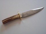 Bill Bagwell Combat Composite Damascus Bowie INdia sambar Stag antler handle A Rarity in Today's Marketplace - 1 of 11