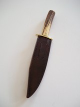 Bill Bagwell Combat Composite Damascus Bowie INdia sambar Stag antler handle A Rarity in Today's Marketplace - 8 of 11