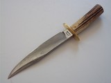 Bill Bagwell Combat Composite Damascus Bowie INdia sambar Stag antler handle A Rarity in Today's Marketplace - 3 of 11