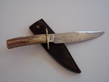 Bill Bagwell Combat Composite Damascus Bowie INdia sambar Stag antler handle A Rarity in Today's Marketplace - 7 of 11