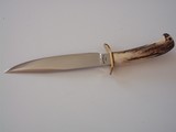 Bill Bagwell Carbon Steel Combat Bowie Brass Fittings India Sambat Stag antler handle Original Leather Scabbard - 3 of 10