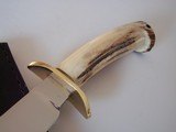 Bill Bagwell Carbon Steel Combat Bowie Brass Fittings India Sambat Stag antler handle Original Leather Scabbard - 6 of 10