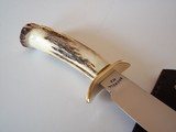 Bill Bagwell Carbon Steel Combat Bowie India sambar polished Stag antler handle Rare double brass guard with forward curve A Beauty A Rarity - 6 of 10
