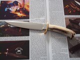 Bill Bagwell Carbon Steel Combat Bowie India sambar polished Stag antler handle Rare double brass guard with forward curve A Beauty A Rarity - 2 of 10