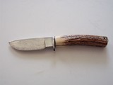 Bill Bagwell Extremely scarce Damascus Skinner German silver single guard, Iidia Sambar Stag handle Wrist thong a Beauty! - 6 of 9