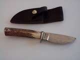 Bill Bagwell Extremely scarce Damascus Skinner German silver single guard, Iidia Sambar Stag handle Wrist thong a Beauty! - 3 of 9
