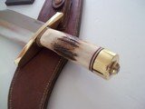 RANDALL #12-11"STUNNING SMITHSONIAN BOWIE INDIA STAG HANDLE H.H.HEISER SCABBARD W/STONE FROM 1955 A -MINT CONDITION - 3 of 10