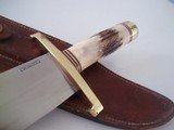 RANDALL #12-11"STUNNING SMITHSONIAN BOWIE INDIA STAG HANDLE H.H.HEISER SCABBARD W/STONE FROM 1955 A -MINT CONDITION - 2 of 10