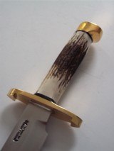 Randall # 14 "ATTACK" Brass Lugged Guard Exquisite India Samba Stag handle Crow's Beak Brass Butt Cap-Rare & Unique Top concave Cutting - 6 of 8