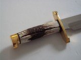 Randall # 14 "ATTACK" Brass Lugged Guard Exquisite India Samba Stag handle Crow's Beak Brass Butt Cap-Rare & Unique Top concave Cutting - 3 of 8