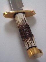 Randall # 14 "ATTACK" Brass Lugged Guard Exquisite India Samba Stag handle Crow's Beak Brass Butt Cap-Rare & Unique Top concave Cutting - 4 of 8