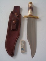 Randall Model # 12-11"Smithsonian Bowie December 1953 Brass lugged guard Stag Handle Original H.H. Heiser Scabbard - 9 of 13