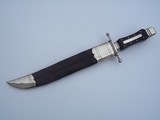 James Deakin & Sons Sheffield England Bowie knife-German Silver fittings-Ebony Handle-German SilverTip &Throat-Embossed Scabbardd - 2 of 14