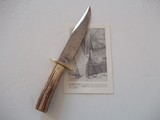 Bill Bagwell Riverboat Bowie as shown in the original 1977 insert sheets catalog De Funiak Springs, Florida with rare composite Damascus blade - 1 of 13