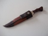 William R. Hurt Bowie Knife # 168 Made in 11/98 5160 Steel Curly Maple Handle Nickel Silver Guard & Band African Kudu Scabbard - 4 of 7