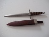 William R. Hurt Damascus Dagger Iron Guard & Nut Fluted Curly Maple Handle with Silver Wire Inlay Kudu Scabbard - 6 of 8