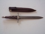 William R. Hurt Damascus Dagger Iron Guard & Nut Fluted Curly Maple Handle with Silver Wire Inlay Kudu Scabbard - 2 of 8