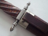 William R. Hurt Damascus Dagger Iron Guard & Nut Fluted Curly Maple Handle with Silver Wire Inlay Kudu Scabbard - 8 of 8