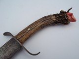 James L. Batson, Jr. "Soultaker" Damascus-bladed knife, crown stag handle carved by Paul G. Grussenmeyer 1994 - 4 of 12