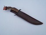 James L. Batson, Jr. "Soultaker" Damascus-bladed knife, crown stag handle carved by Paul G. Grussenmeyer 1994 - 3 of 12