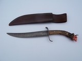 James L. Batson, Jr. "Soultaker" Damascus-bladed knife, crown stag handle carved by Paul G. Grussenmeyer 1994 - 2 of 12