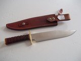 JEAN TANAZACQ ULTIMATE WARRIOR'S BLADE/FIGHTING MODEL-LEATHER WASHERS HANDLE BRASS FITTING- A MIGHTY KNIFE! - 1 of 8