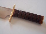 JEAN TANAZACQ ULTIMATE WARRIOR'S BLADE/FIGHTING MODEL-LEATHER WASHERS HANDLE BRASS FITTING- A MIGHTY KNIFE! - 4 of 8
