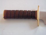 JEAN TANAZACQ ULTIMATE WARRIOR'S BLADE/FIGHTING MODEL-LEATHER WASHERS HANDLE BRASS FITTING- A MIGHTY KNIFE! - 3 of 8