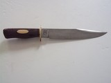 Bill Bagwell Damascus Bowie carved walnut handle 1982 Brass Double Guard - 1 of 9