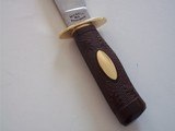 Bill Bagwell Damascus Bowie carved walnut handle 1982 Brass Double Guard - 7 of 9