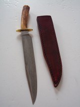Bill Bagwell extremely rare "Satan Lace" 10" Damascus-bladed Combat Bowie Made in 1985 Stag Grip Master Smith (MS) logo on blad - 6 of 7