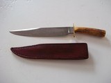 Bill Bagwell extremely rare "Satan Lace" 10" Damascus-bladed Combat Bowie Made in 1985 Stag Grip Master Smith (MS) logo on blad - 2 of 7