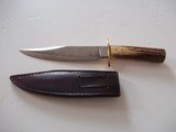 Bill Bagwell  Rare Damascus Composite Combat Bowie-Stag Handle-Brass guard and pins-Fancy file work-A True Scarcity in Today's Marketplace - 2 of 6