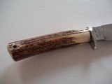 Bill Bagwell Extremely rare Damascus Skinner-Stag Handle-German Silver single guard-Wrist Thong - 5 of 5