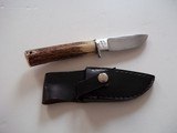 Bill Bagwell Extremely rare Damascus Skinner-Stag Handle-German Silver single guard-Wrist Thong - 1 of 5