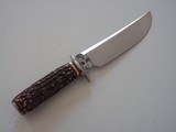 Couteau Bob or Bob's Bushcraft Knife Rough Forged & Mirror Finish Blade, Rare Beaded Deer Antler Handle Steel Guard & Pommel - 2 of 5