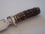 Couteau Bob or Bob's Bushcraft Knife Rough Forged & Mirror Finish Blade, Rare Beaded Deer Antler Handle Steel Guard & Pommel - 4 of 5