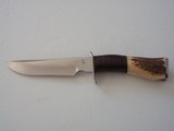 Hunting Model Nickel Silver "S" Shaped Guard Stag Deer Antler
& Leather Washers Handle Nickel Silver Butt Cap - 4 of 6