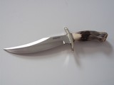 Randall Model # 12-8" Bear Bowie German Silver Double Guard With Forward Curve India Sambar Stag Handle "WISE Man" Carvingg - 3 of 4
