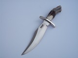 Randall Model # 12-8" Bear Bowie German Silver Double Guard With Forward Curve India Sambar Stag Handle "WISE Man" Carvingg - 2 of 4