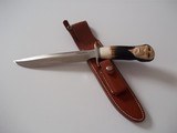 Randall Model # 1-8" German silver Double Guard & Spacers India Sambar Crown Stag Handle carved with "RED CLOUD" - 1 of 4
